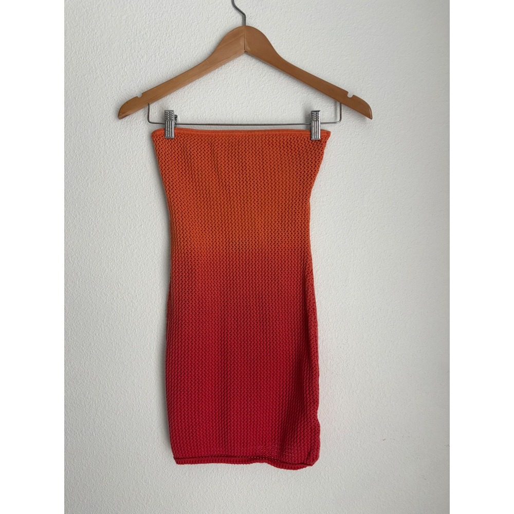 White Fox Boutique Orange to Red Ombre Knit Mini Dress